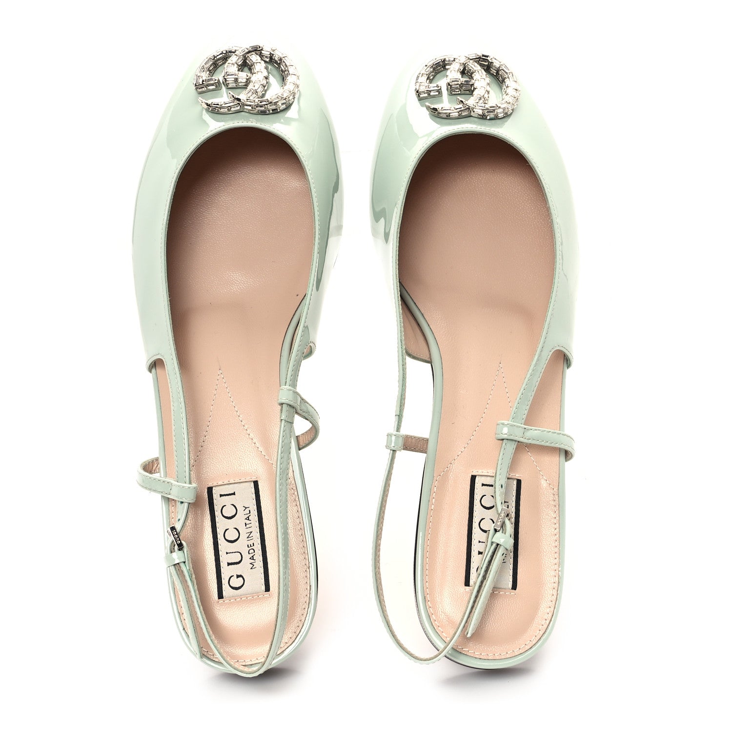 Gucci Vernice Crystal GG Ballet Flats 41 Salvy Green 2 of 10