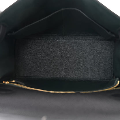Hermes Togo Horseshoe Kelly Retourne 28 Black Vert Fonce 5 of 11