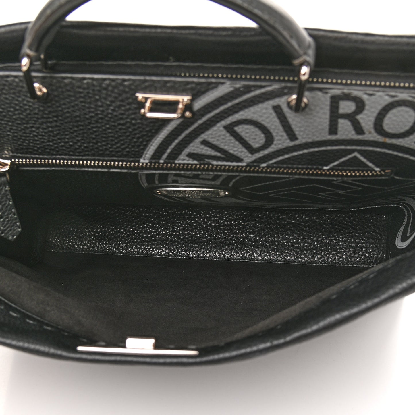 Cuoio Romano Selleria Fendi Stamp Patch Large Mens Peekaboo Iconic Essential Satchel Black Grigio