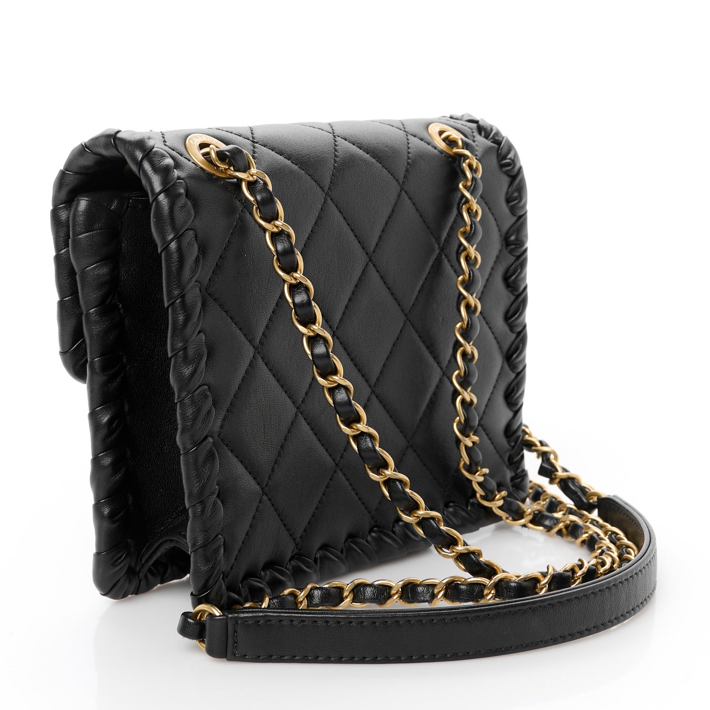 Calfskin Braided Mini My Own Frame Flap Black