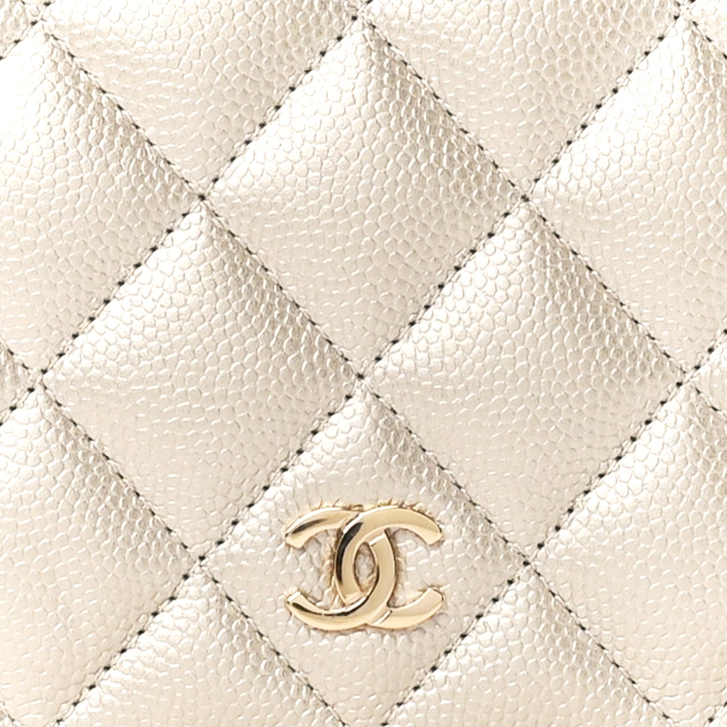 Metallic Caviar Quilted Yen Wallet Gold