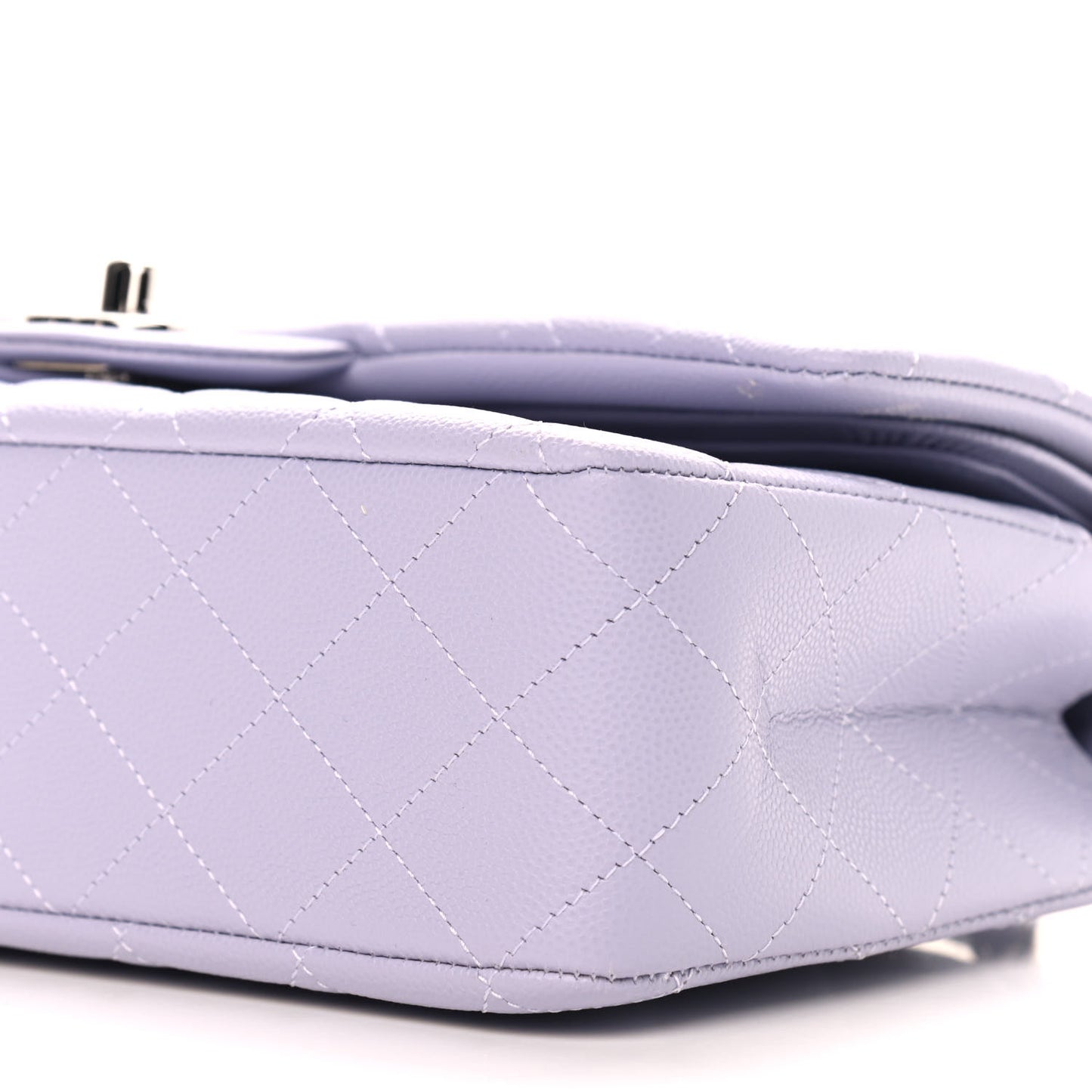 Caviar Quilted Medium Double Flap Light Purple