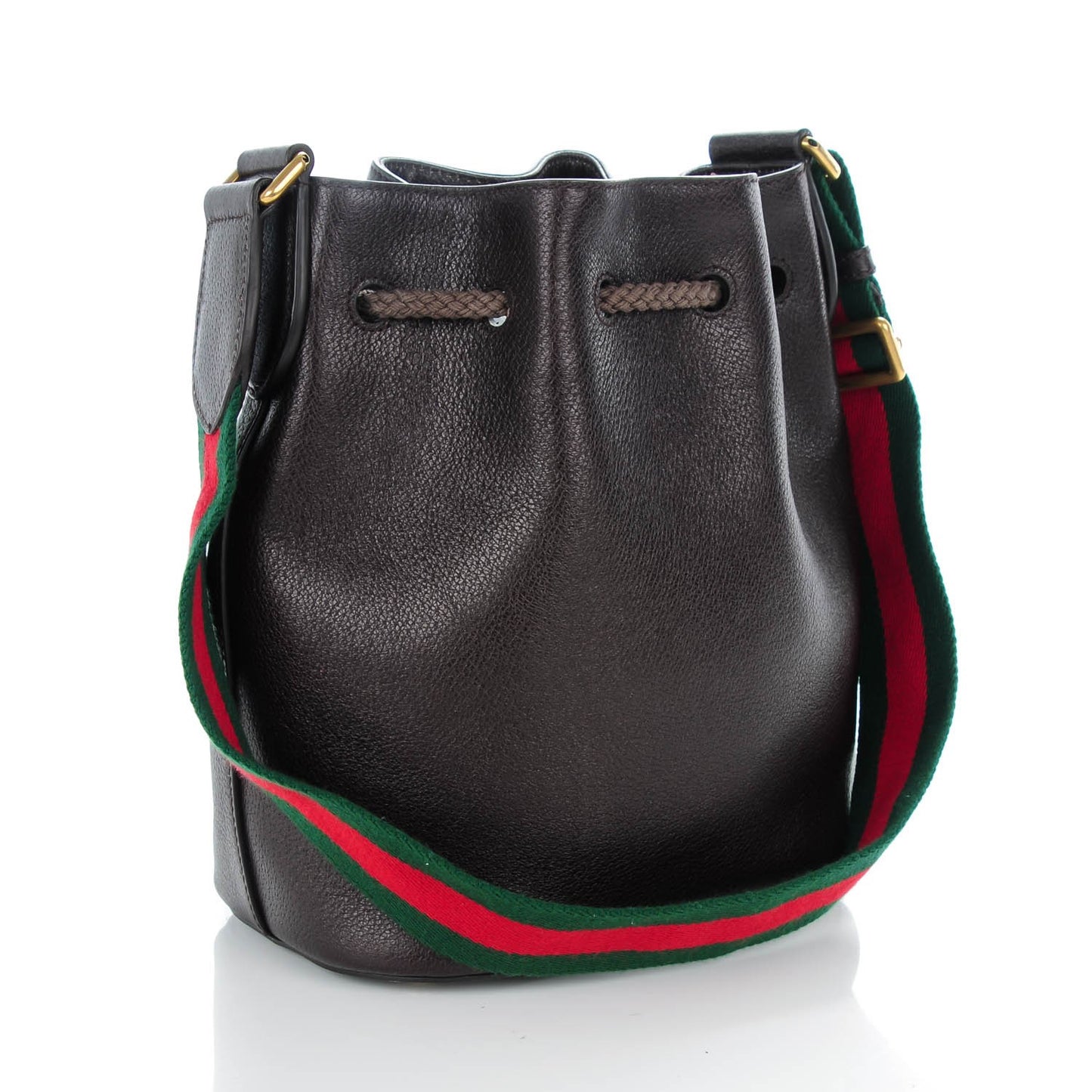 Calfskin Web Medium Bucket Bag Cocoa
