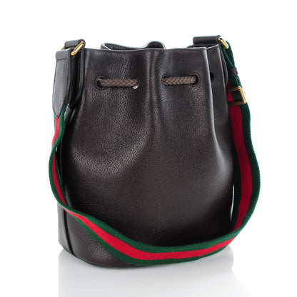 Gucci Calfskin Web Medium Bucket Bag Cocoa 3 of 7