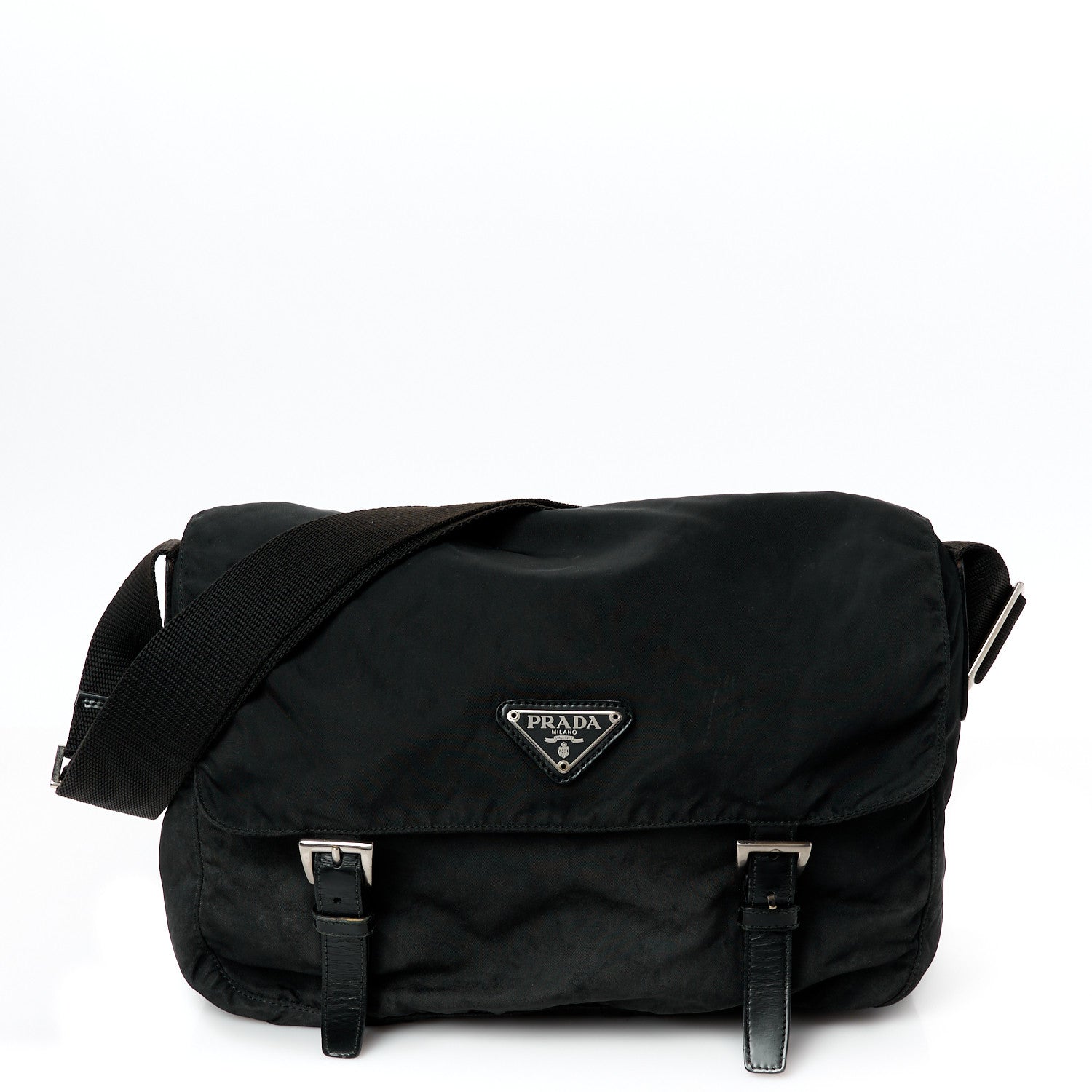 Prada Nylon Soft Calfskin Vela Messenger Bag Black 1 of 9