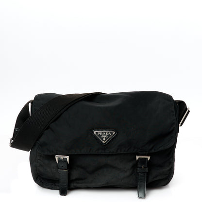 Prada Nylon Soft Calfskin Vela Messenger Bag Black 1 of 9