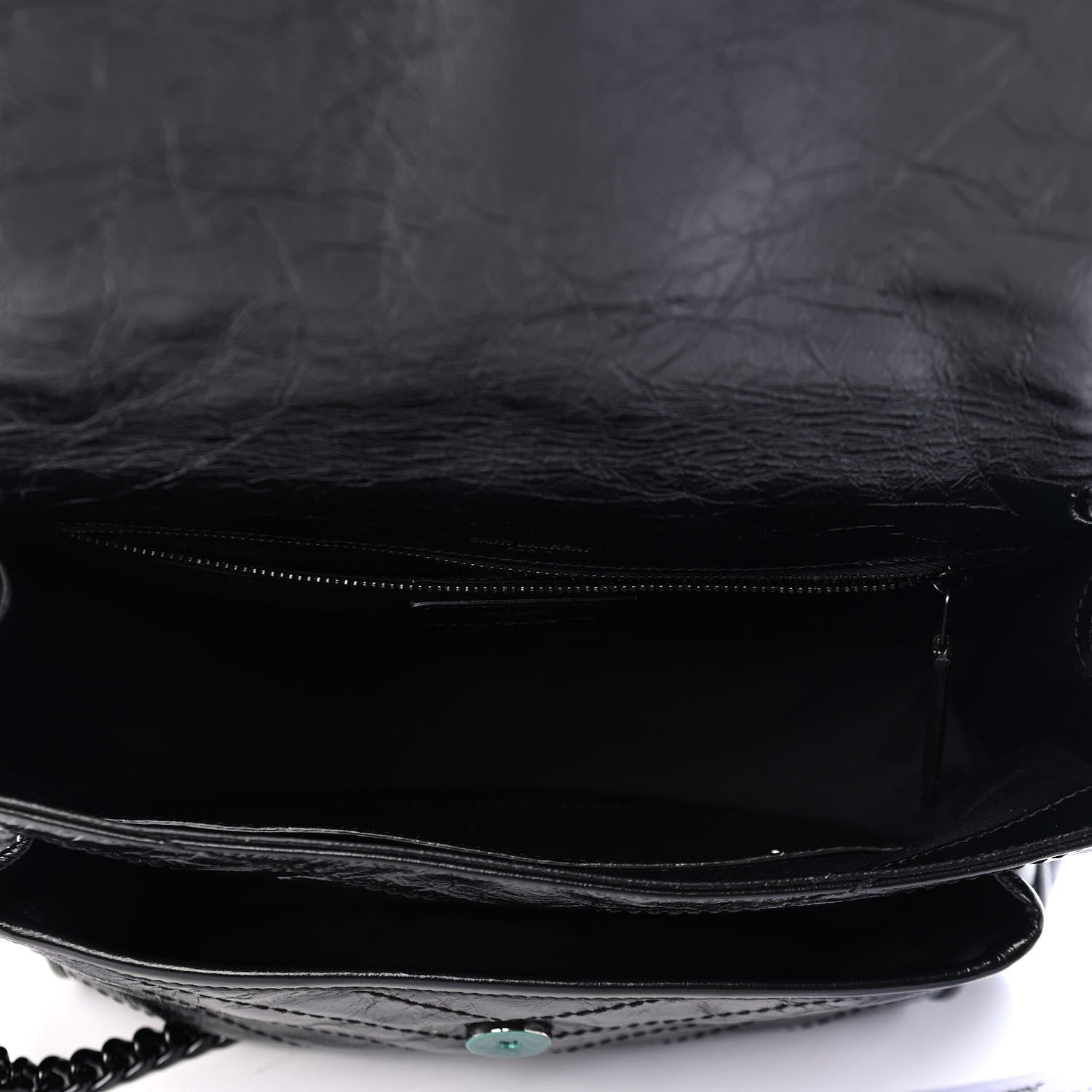 Saint Laurent Crinkled Calfskin Matelasse Monogram Medium Niki Chain Satchel Black 4 of 4