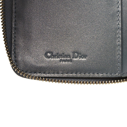 Christian Dior Metallic Grained Calfskin Cannage Lady Dior Zip Wallet Steel 6 of 7