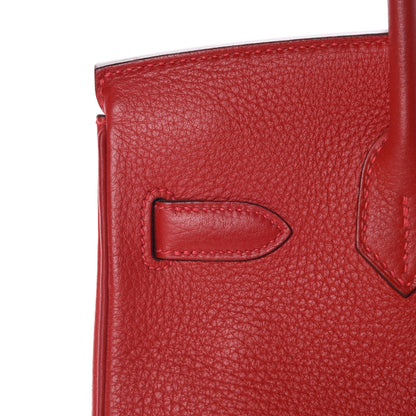 Hermes Taurillon Clemence Birkin 30 Rouge Casaque 9 of 31