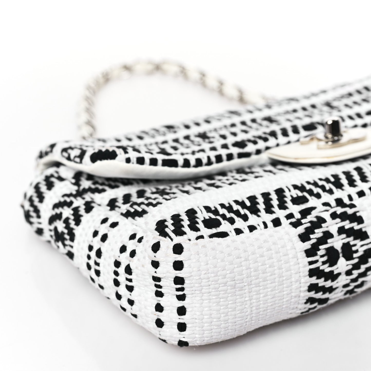 Woven Tweed Small Flap Black White