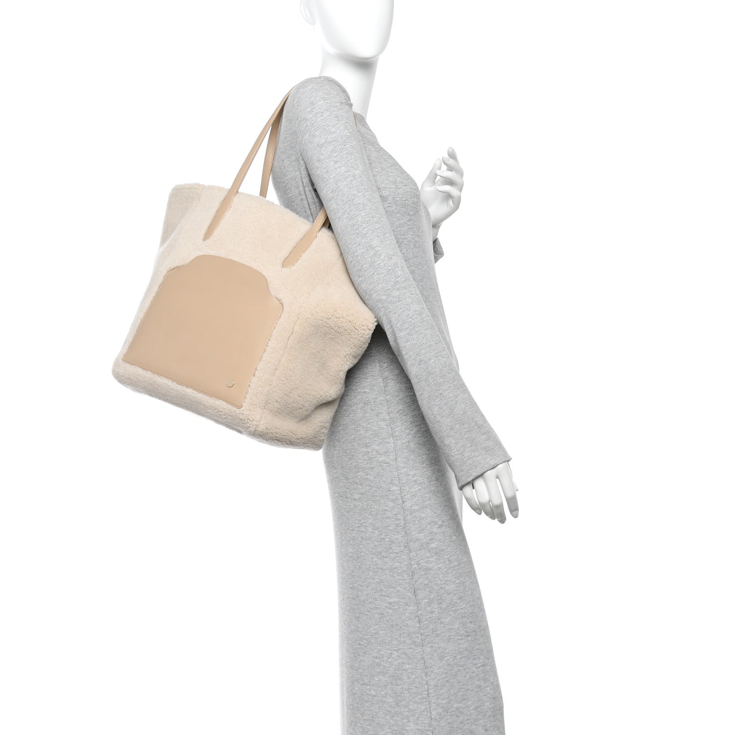 Loro Piana Cashfur Calfskin Large Sesia Tote Ancient Paper 2 of 9