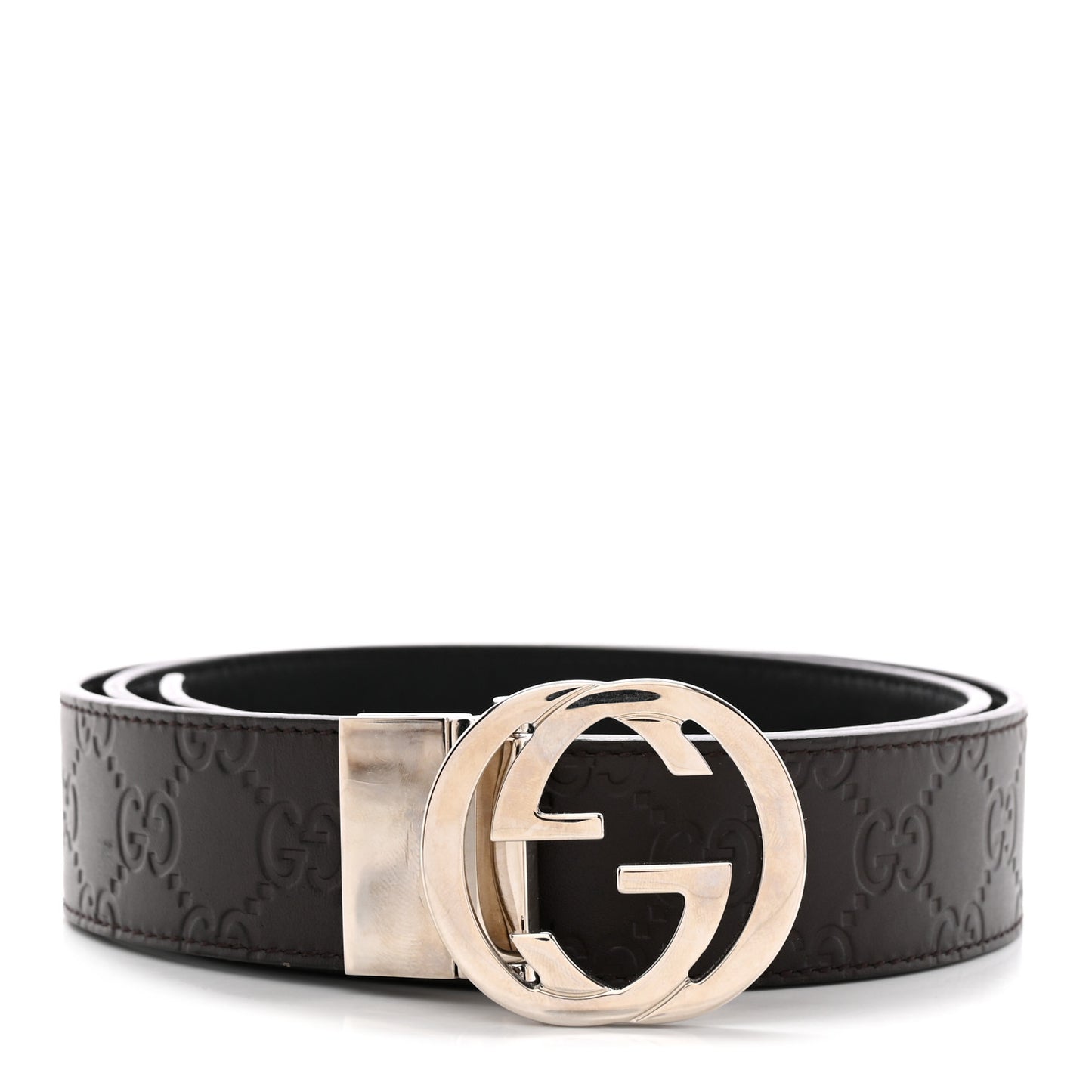 Guccissima Signature Interlocking G Reversible 37mm Belt 95 38 Black Cocoa