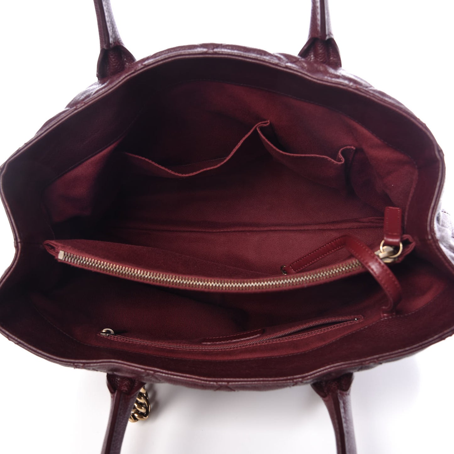 Glazed Caviar Quilted Small Shiva Tote Burgundy
