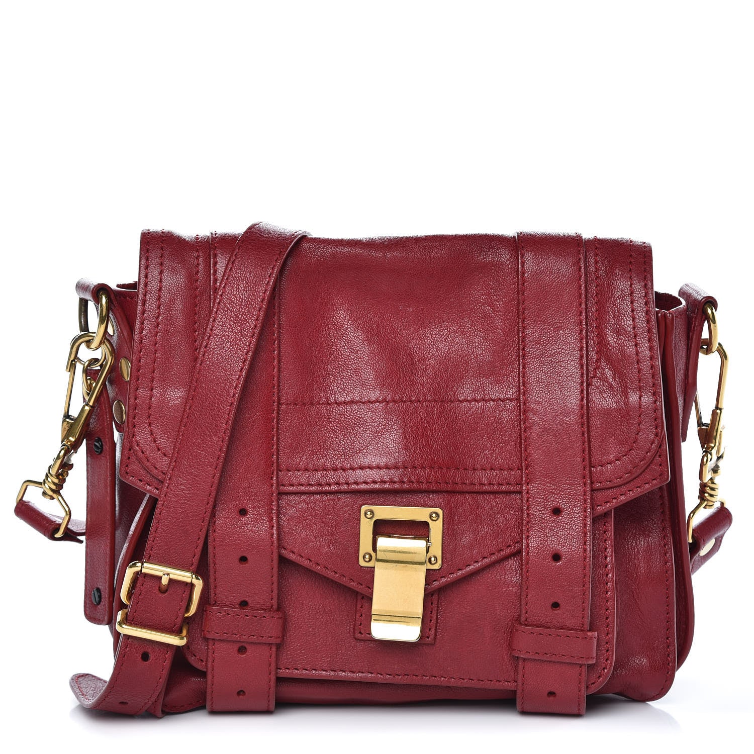 Proenza Schouler Lambskin PS1 Mini Pouch Messenger Bag Burgundy 1 of 11