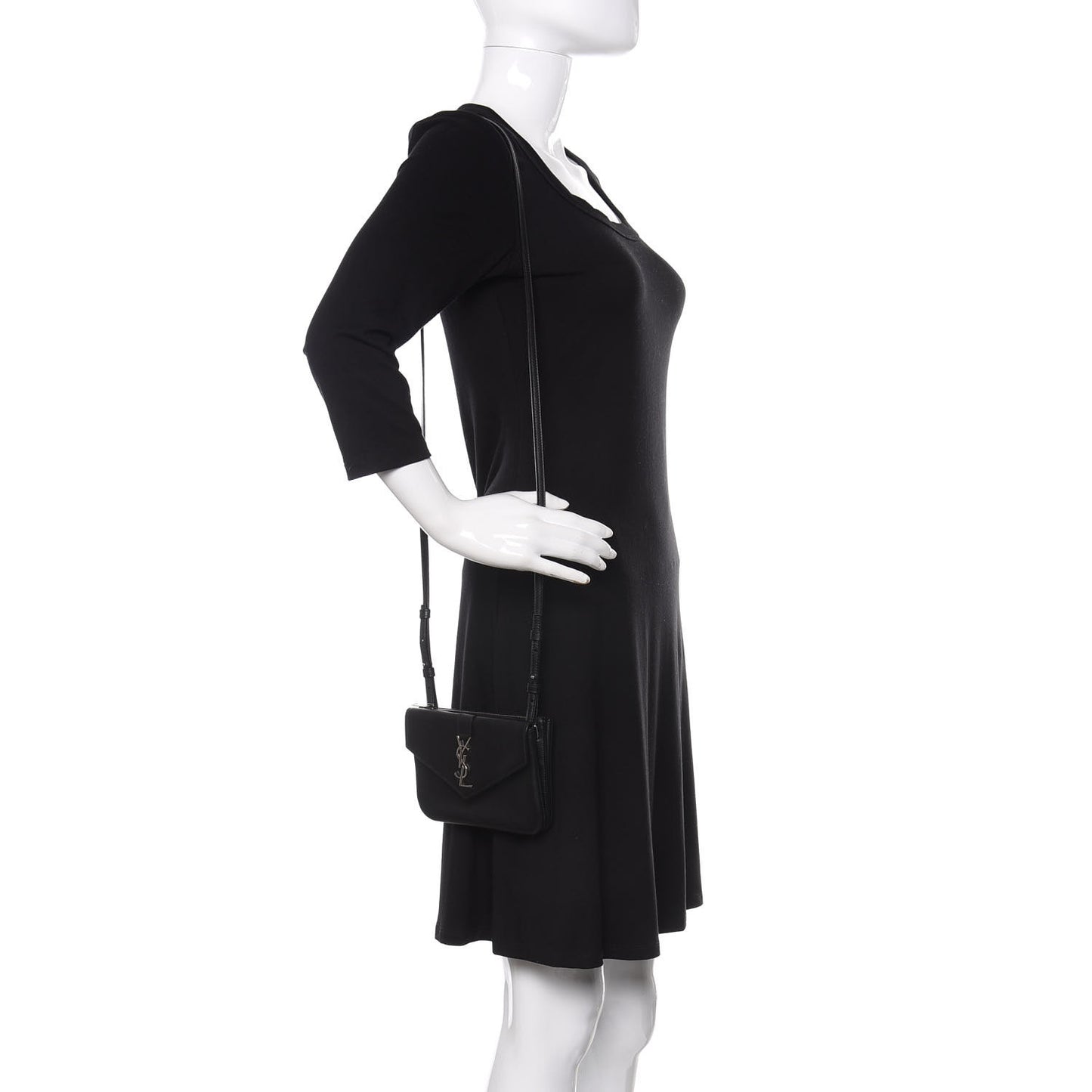 Calfskin Monogram Tri Pocket Crossbody Bag Black