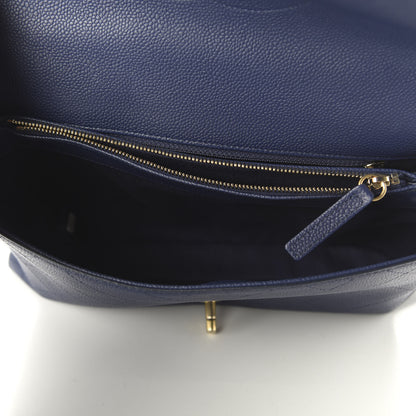 Chanel Grained Calfskin Stitched Flap Navy Blue 5 of 12