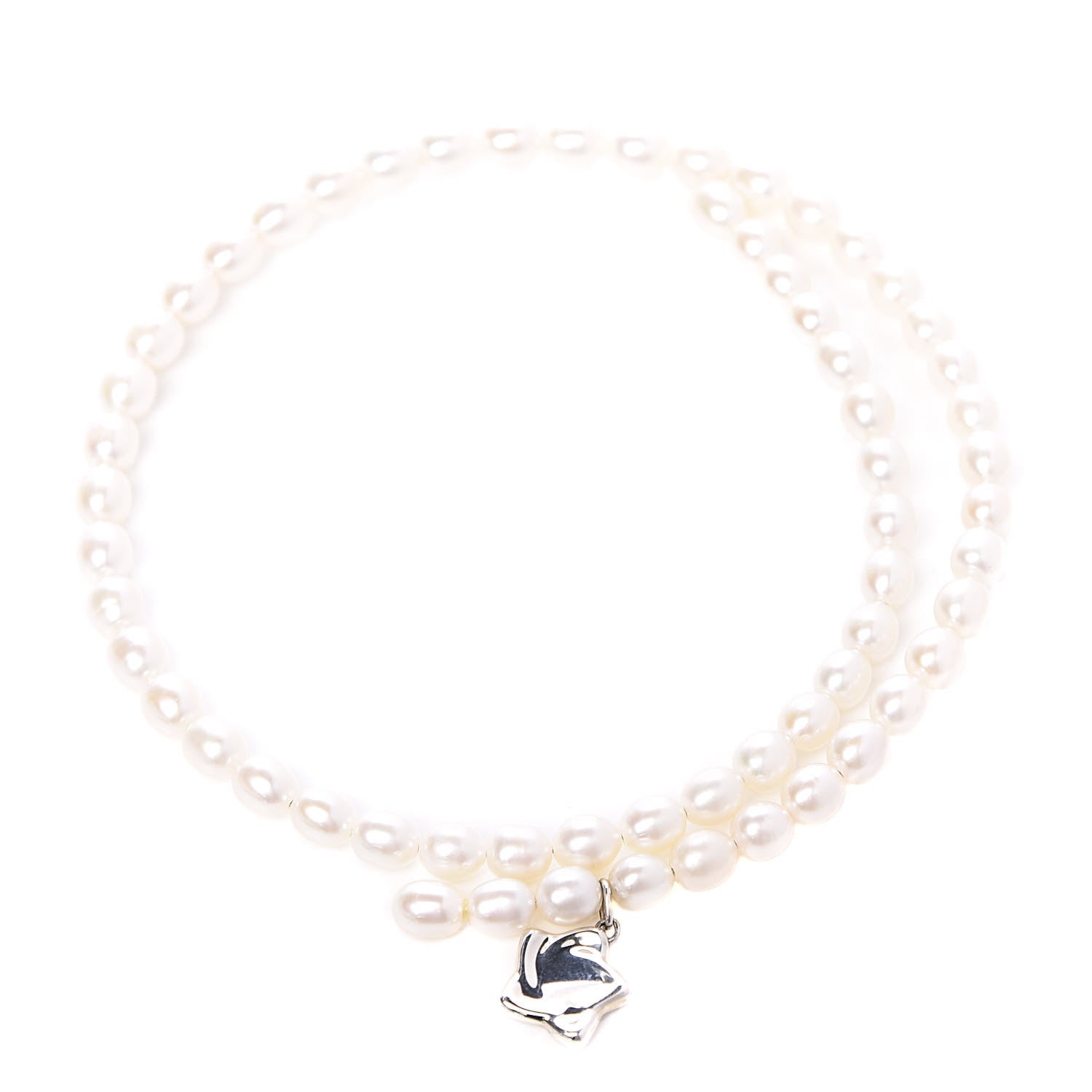 Tiffany Sterling Silver Pearl Elsa Peretti Star Pendant Necklace 1 of 5