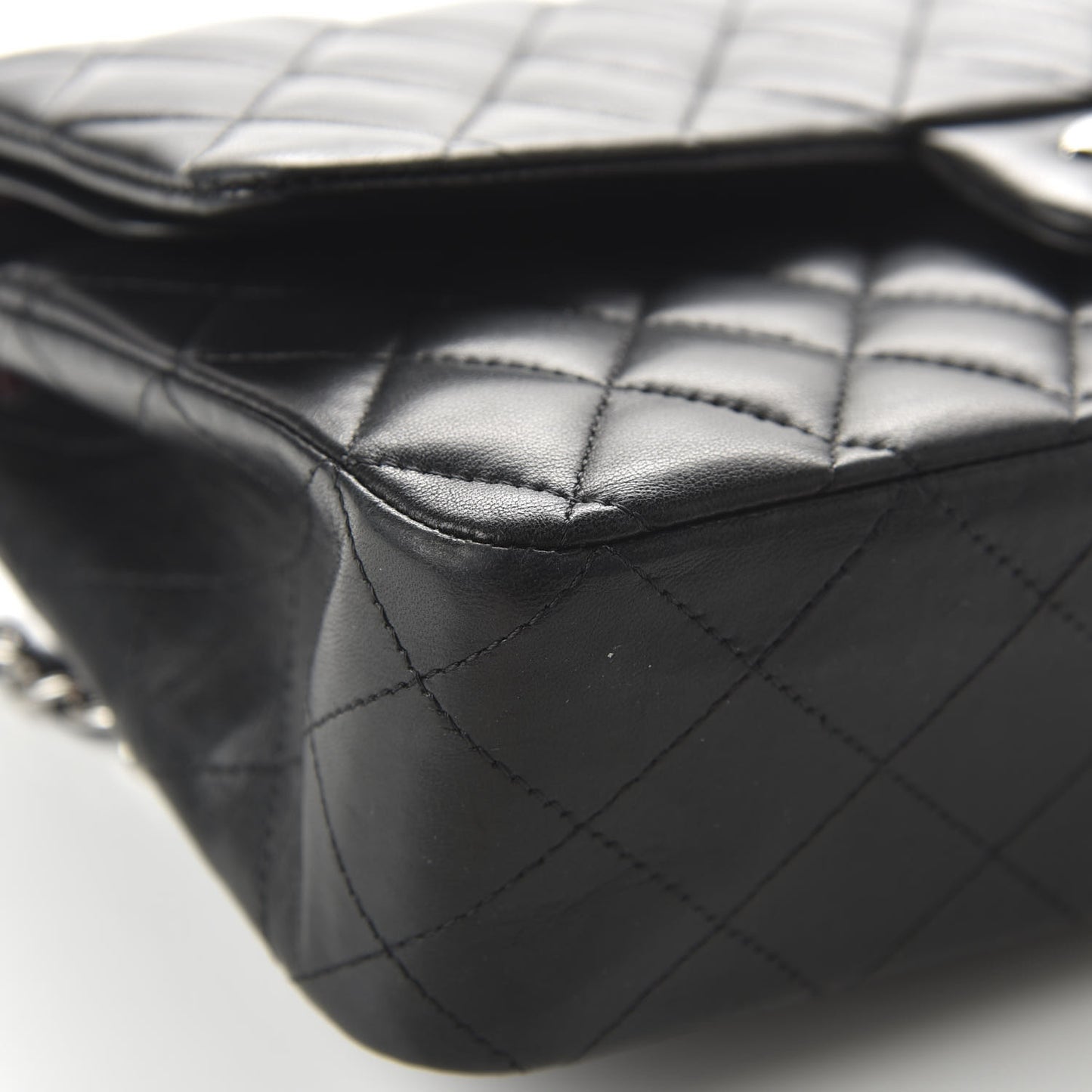 Lambskin Quilted Medium Double Flap Black