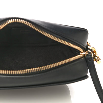 Fendi Glazed Fabric Vitello Century FF 1974 Stamp Patch Mini Camera Case Mogano Panna Black 5 of 11
