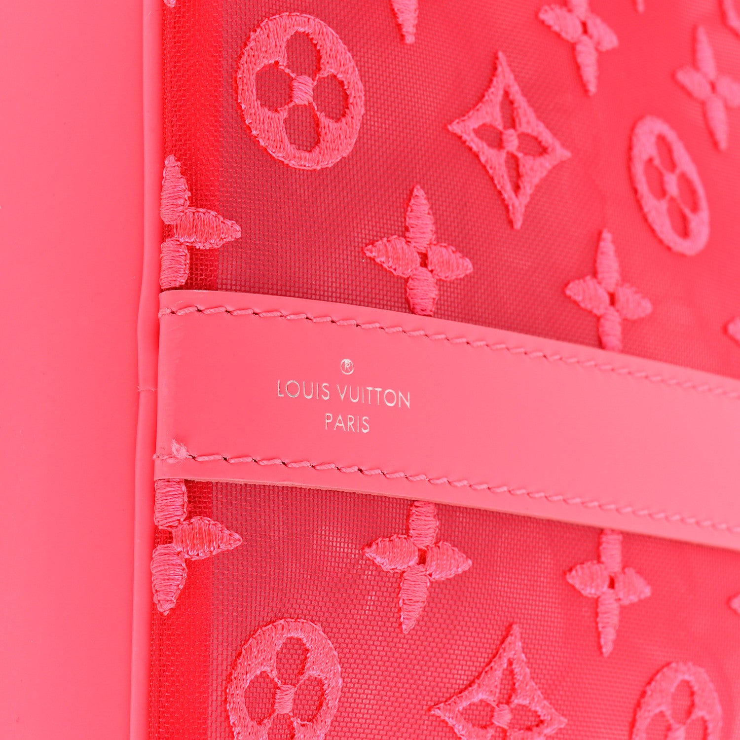 Louis Vuitton Monogram Fluo See Through Keepall Bandouliere 50 Rose 7 of 11