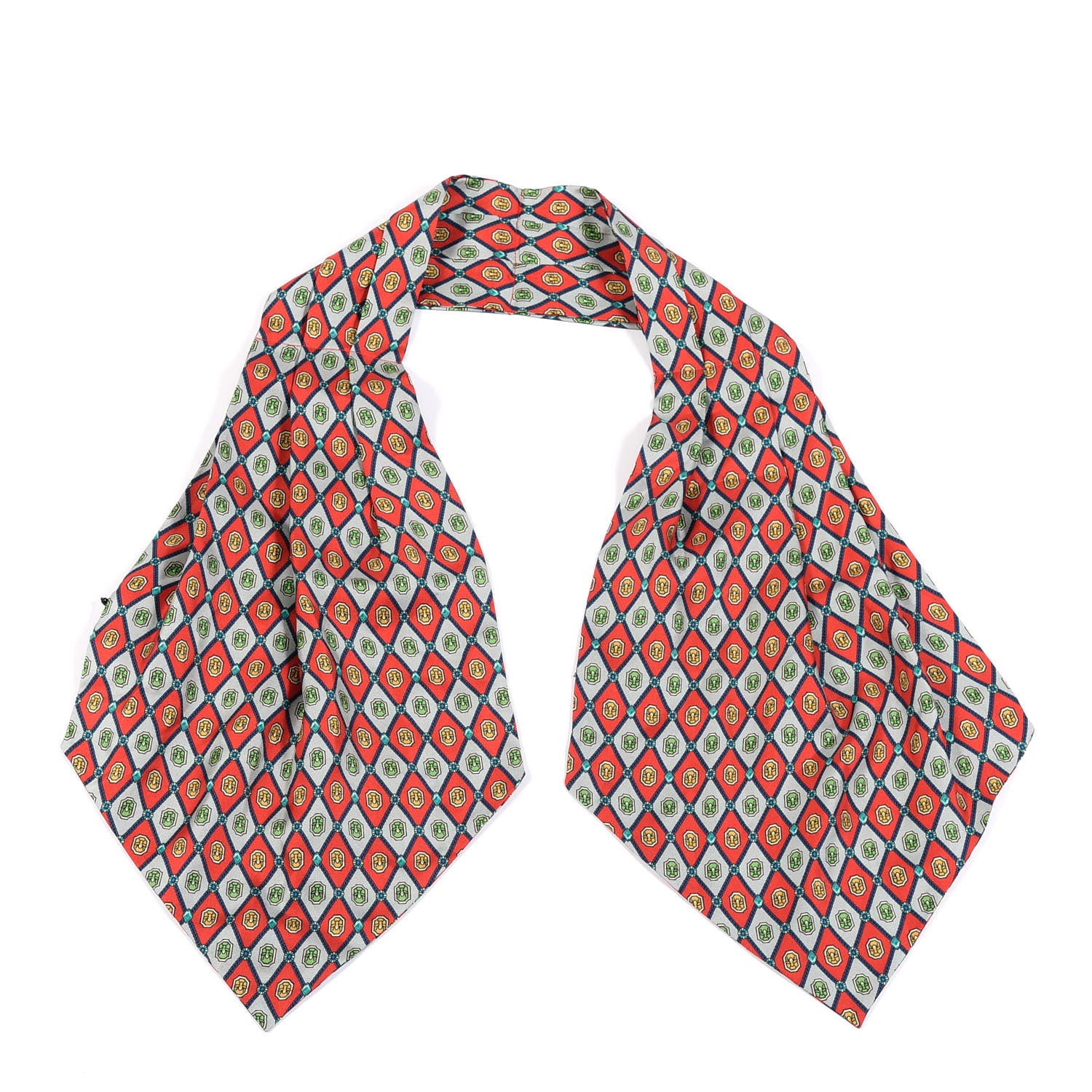 Gucci Silk Argyle Chain Print Scarf Red Multicolor 1 of 2