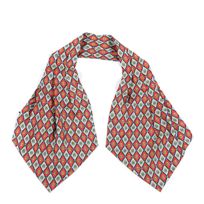Gucci Silk Argyle Chain Print Scarf Red Multicolor 1 of 2