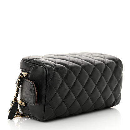 Chanel Caviar Quilted Toiletry Case With Chain Black 4 of 11