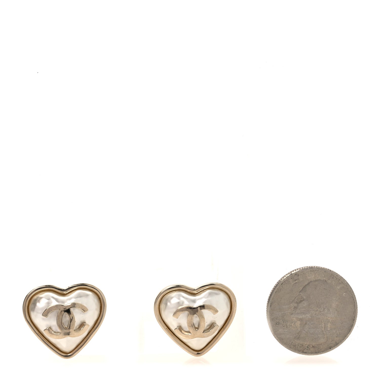 Chanel Pearl CC Heart Earrings Gold 2 of 4