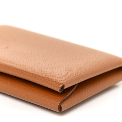 Hermes Epsom Calvi Duo Card Case Gold 7 of 11