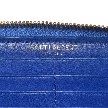 Saint Laurent Patent Grain De Poudre Classic Letters Zip Around Wallet Royal Blue 6 of 10