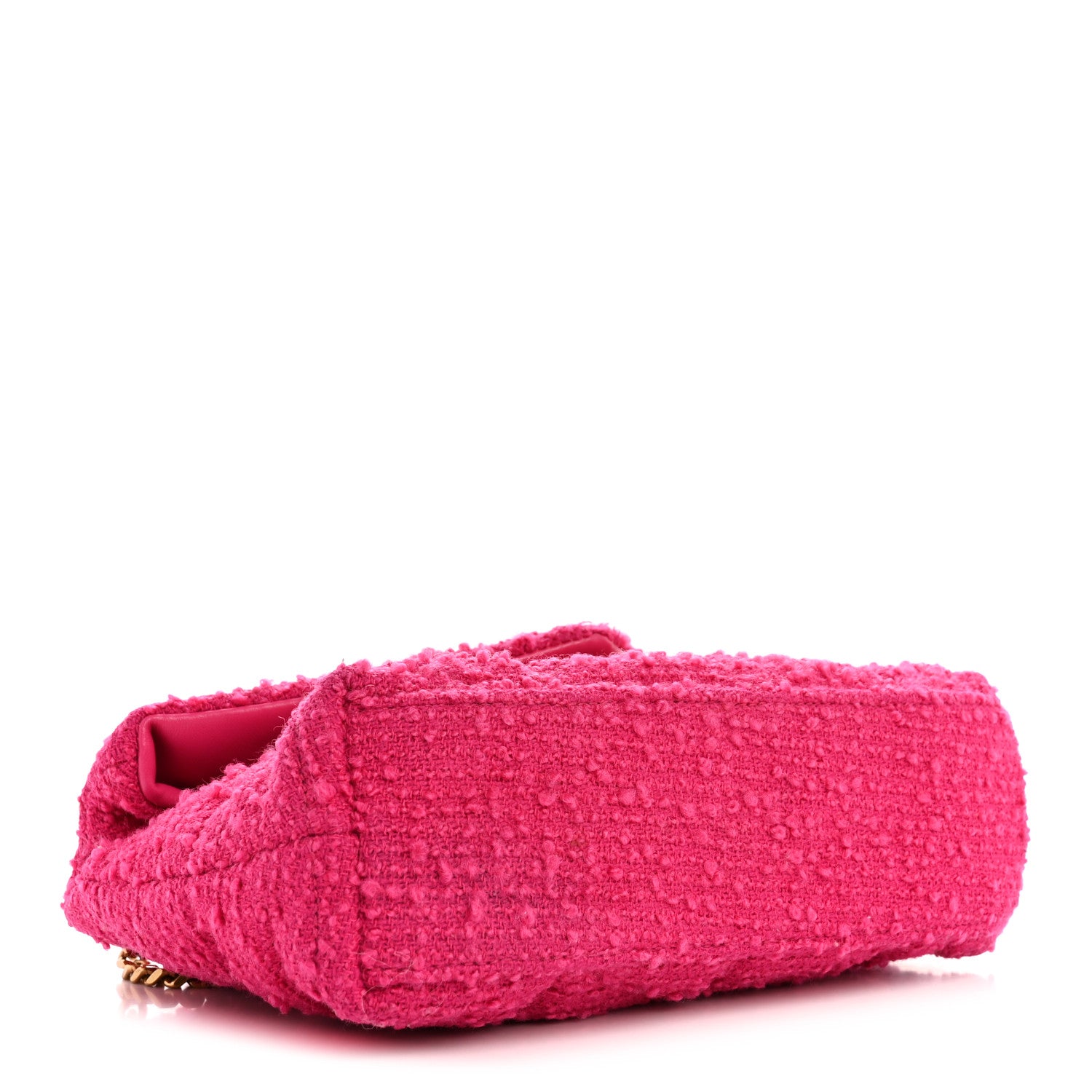 Saint Laurent Boucle Tweed Quilted Toy Loulou Puffer Monogram Chain Satchel Magenta 4 of 13