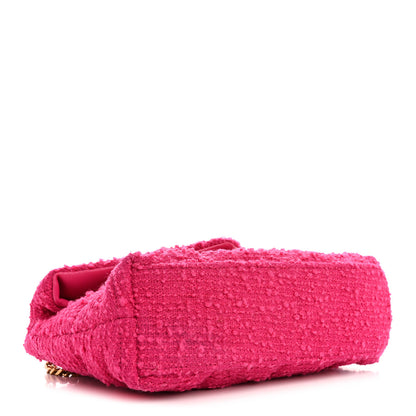 Saint Laurent Boucle Tweed Quilted Toy Loulou Puffer Monogram Chain Satchel Magenta 4 of 13
