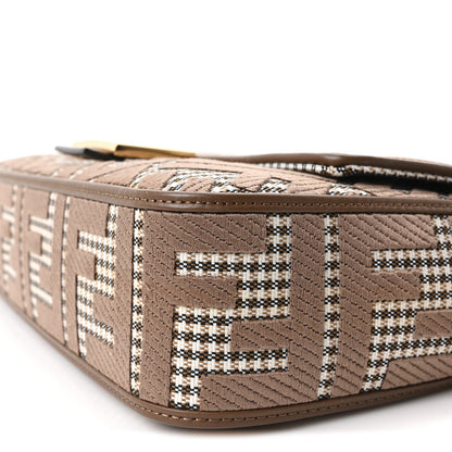 Fendi Wool Vitello King Houndstooth FF Embroidered Baguette Beige Moro 10 of 10