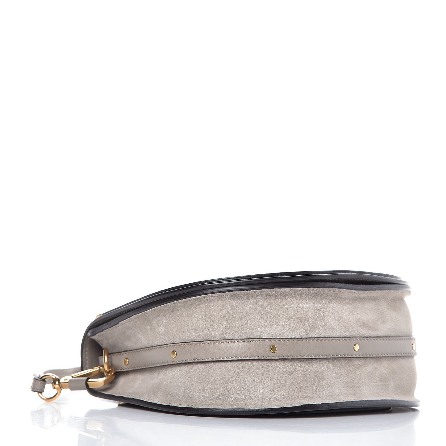 Calfskin Suede Medium Nile Bracelet Bag Motty Grey