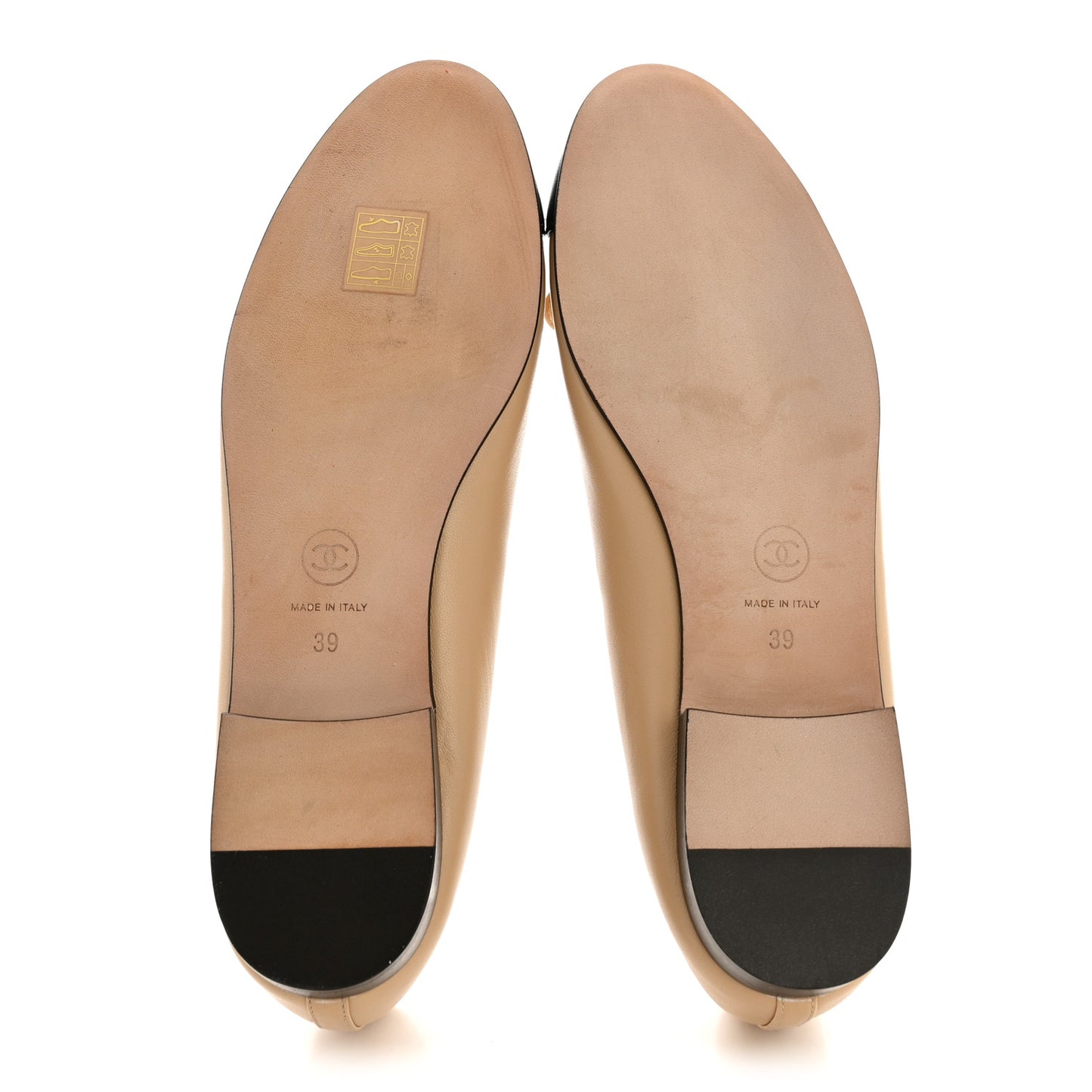 Lambskin Cap Toe CC Ballerina Flats 39 Beige Black