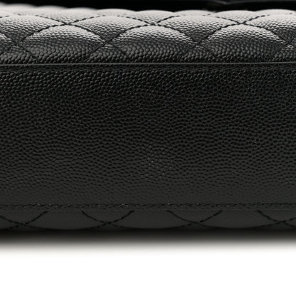 Saint Laurent Grain De Poudre Textured Mixed Matelasse Large Triquilt Monogram Monochrome Satchel Black 12 of 14