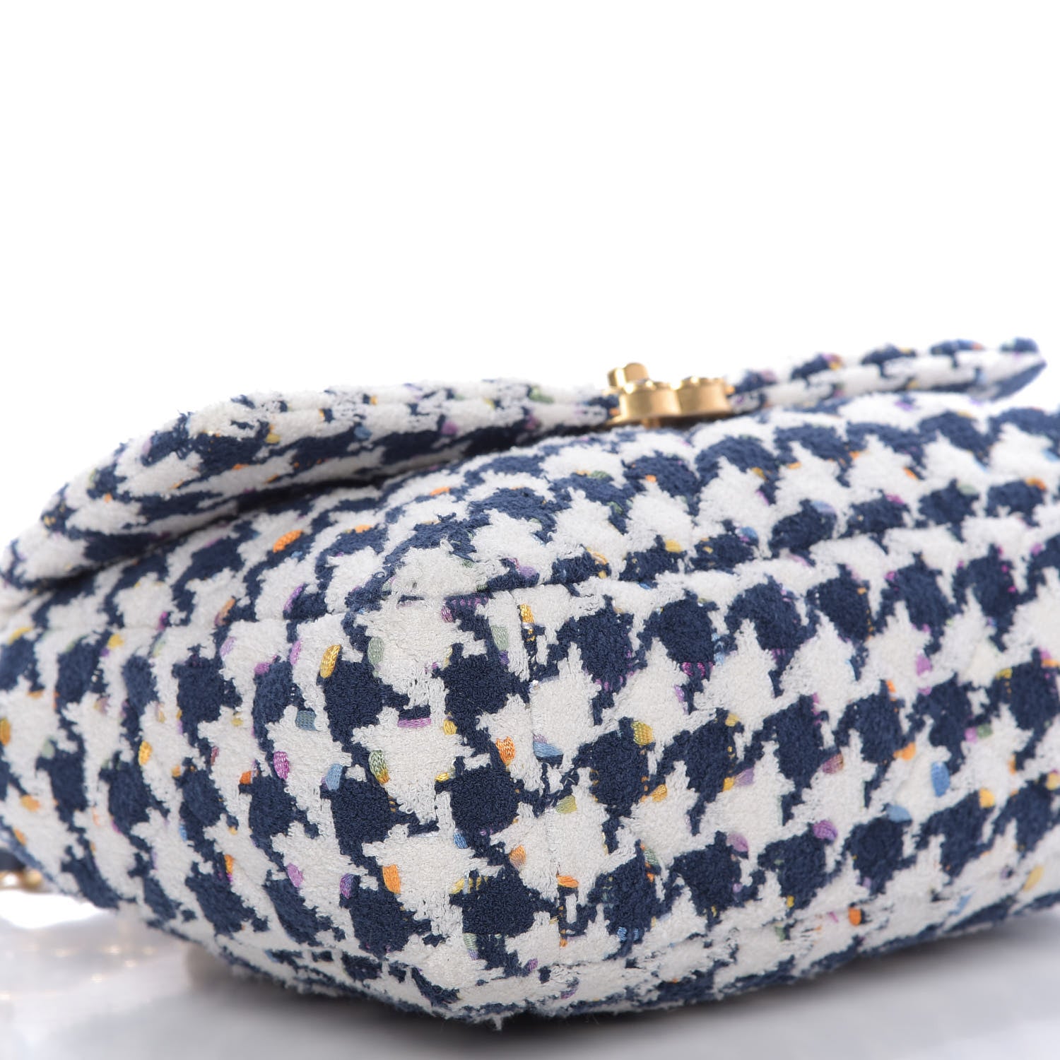 Chanel Tweed Quilted Large 19 Flap Ecru Navy Blue Multicolor 6 of 11
