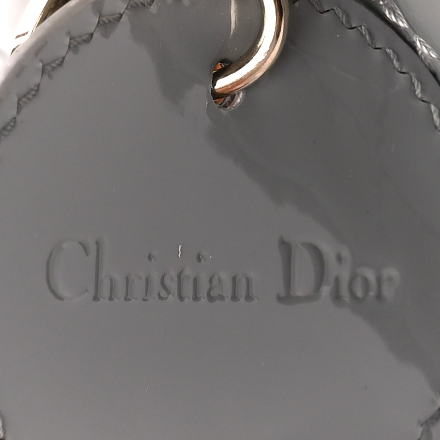 Patent Cannage Mini Lady Dior Grey Stone