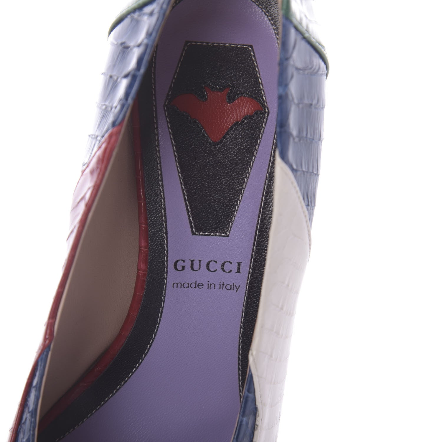 Gucci Snakeskin Crystal Double G Low Heel Pumps 35 Multicolor 5 of 7