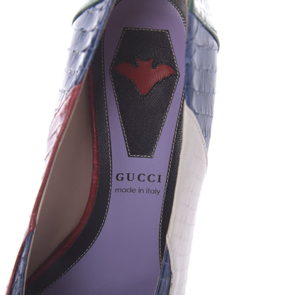 Gucci Snakeskin Crystal Double G Low Heel Pumps 35 Multicolor 5 of 7