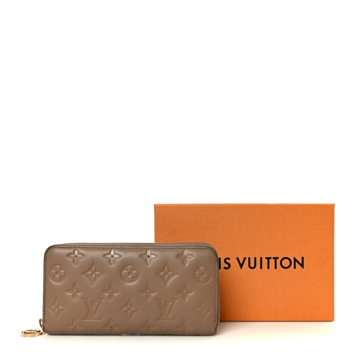 Louis Vuitton Lambskin Embossed Monogram Coussin Zippy Wallet Taupe 9 of 9