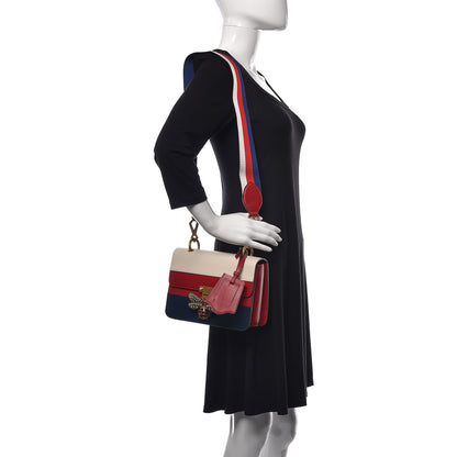 Gucci Calfskin Sylvie Web Queen Margaret Shoulder Bag Blue Agata Hibiscus Red Mystic White 2 of 14