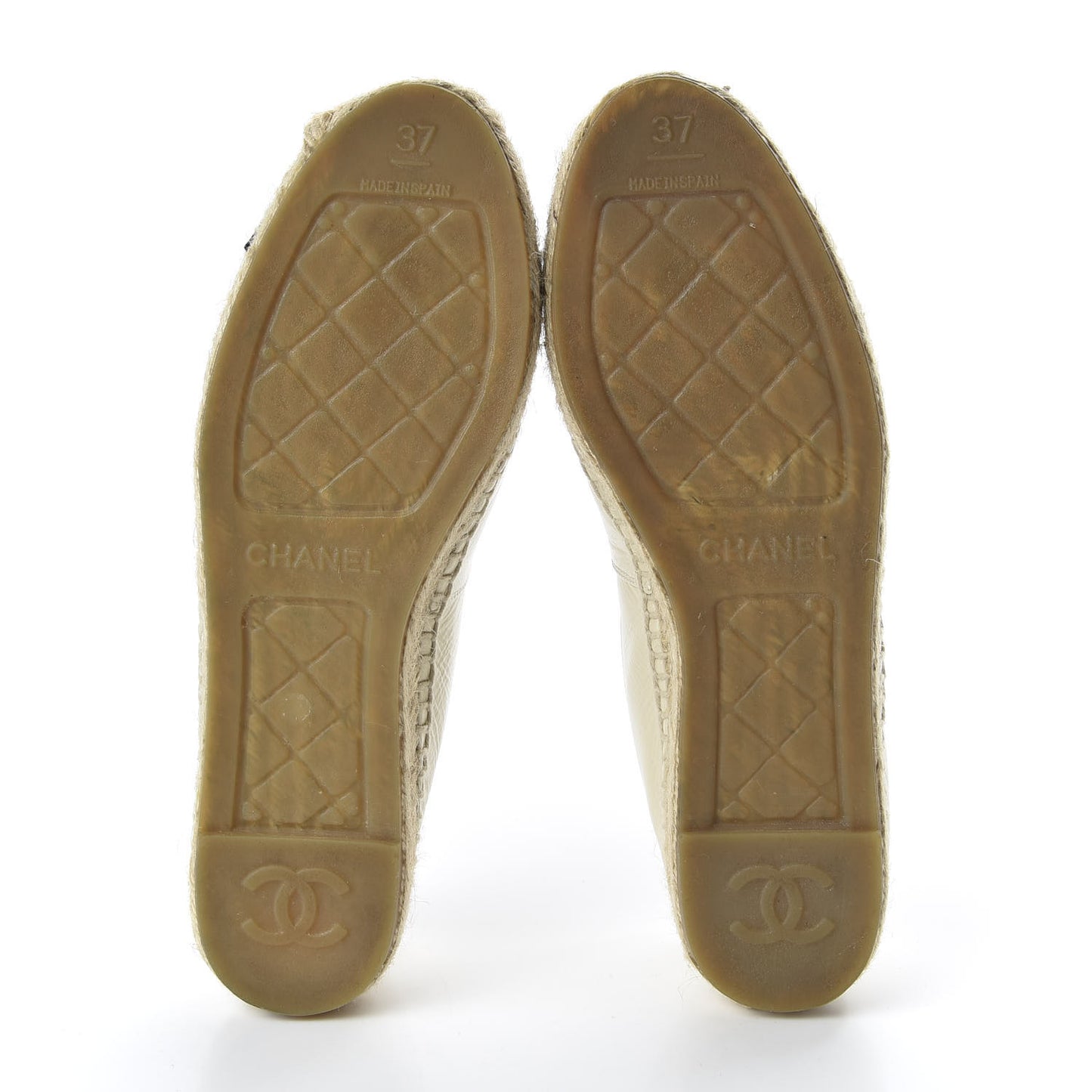 Iridescent Goatskin CC Espadrilles 37 Ivory Black