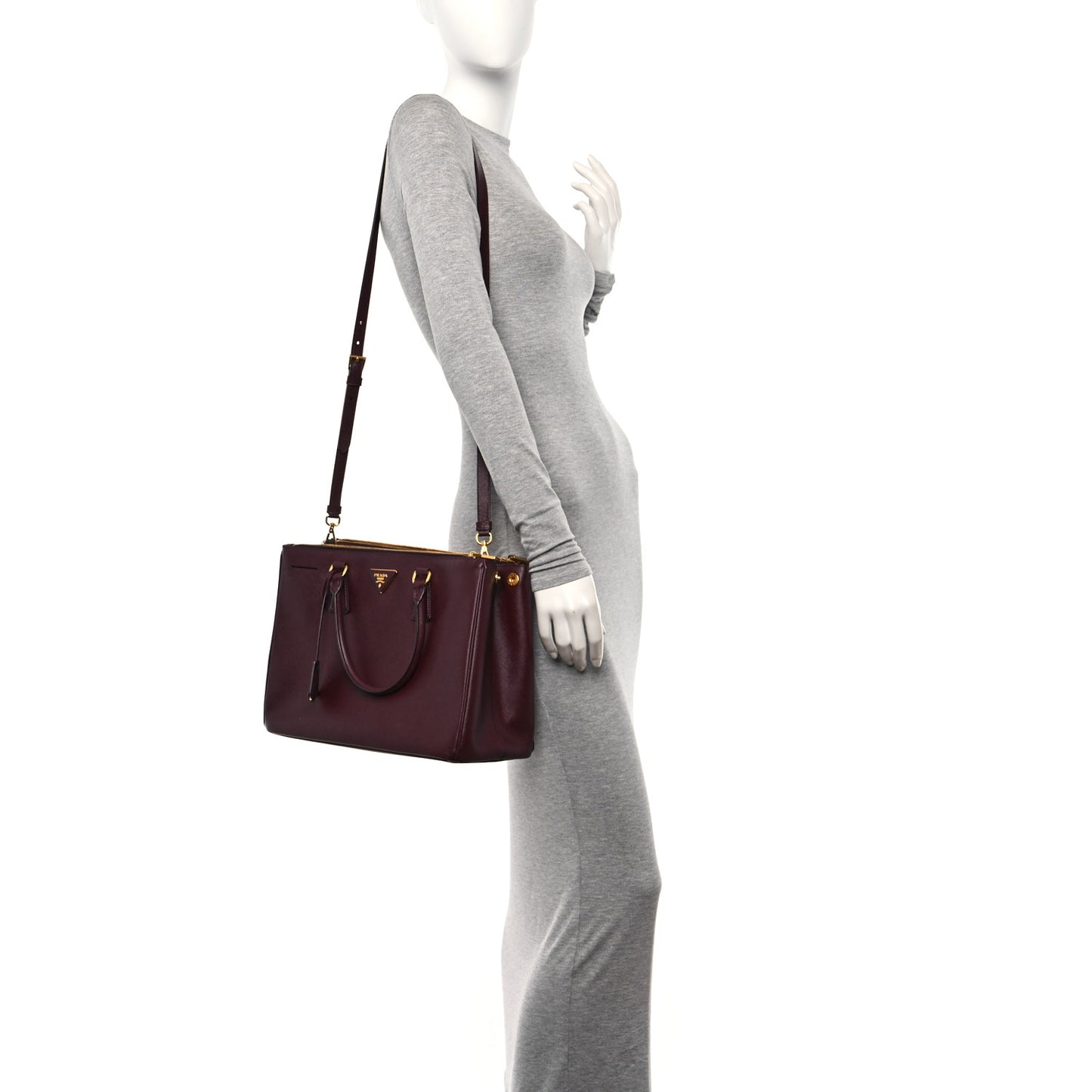 Saffiano Vernice Medium Galleria Double Zip Cerise