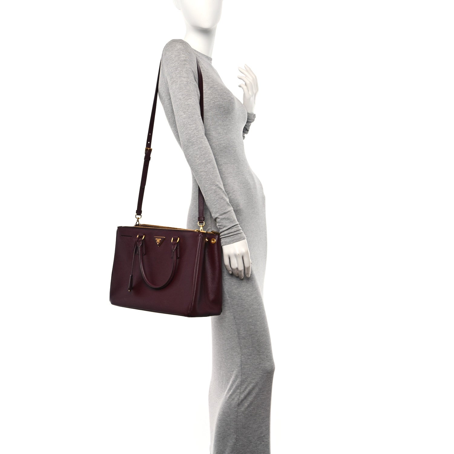 Prada Saffiano Vernice Medium Galleria Double Zip Cerise 2 of 11