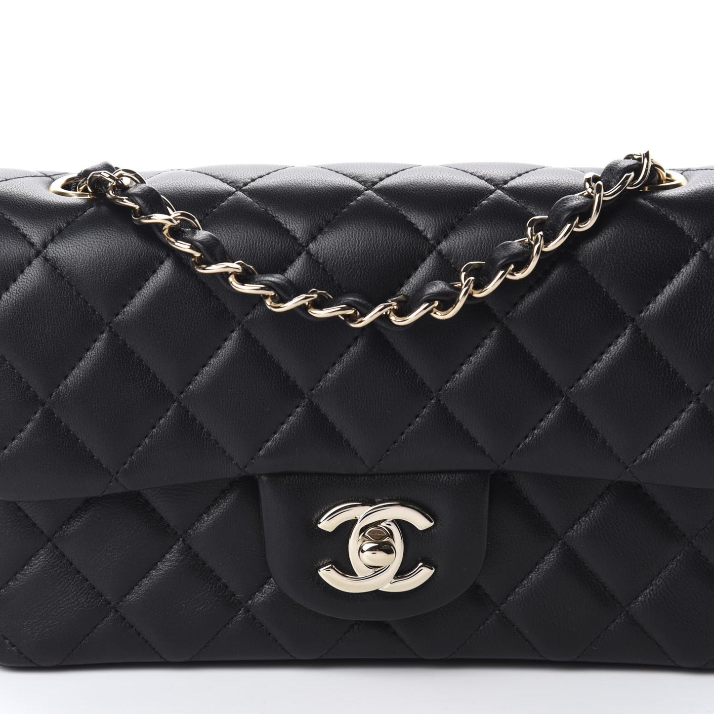 Lambskin Quilted Mini Rectangular Flap Black