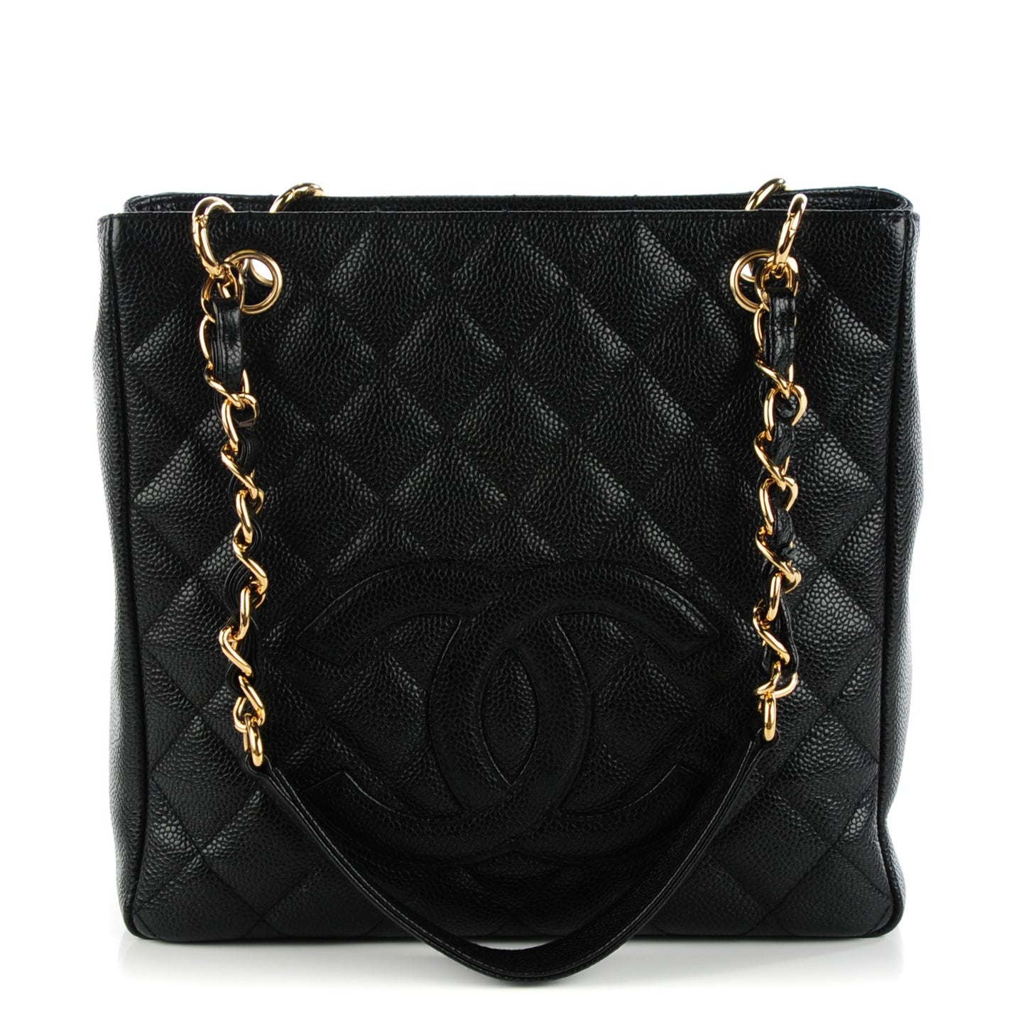 Caviar Quilted Petit Shopping Tote PST Black