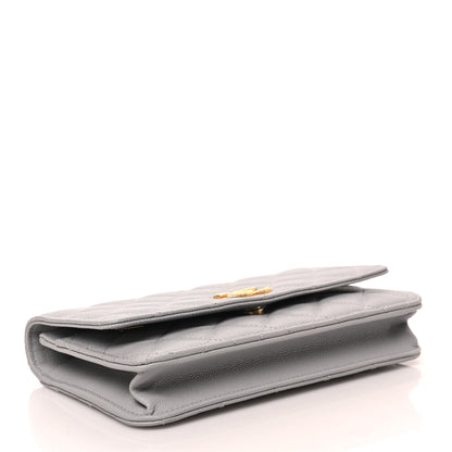 Chanel Caviar Quilted Studded CC Wallet on Chain WOC Grey 3 of 8