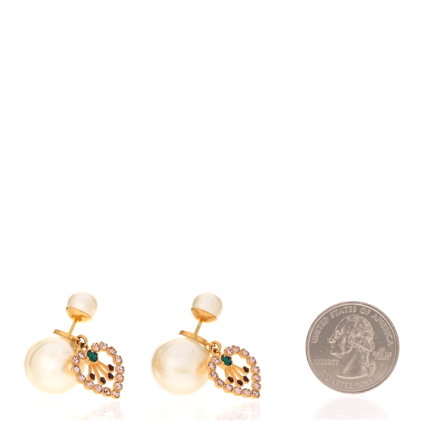 Pearl Crystal Heart Tribal Earrings Gold Multicolor