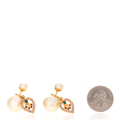Christian Dior Pearl Crystal Heart Tribal Earrings Gold Multicolor 2 of 4